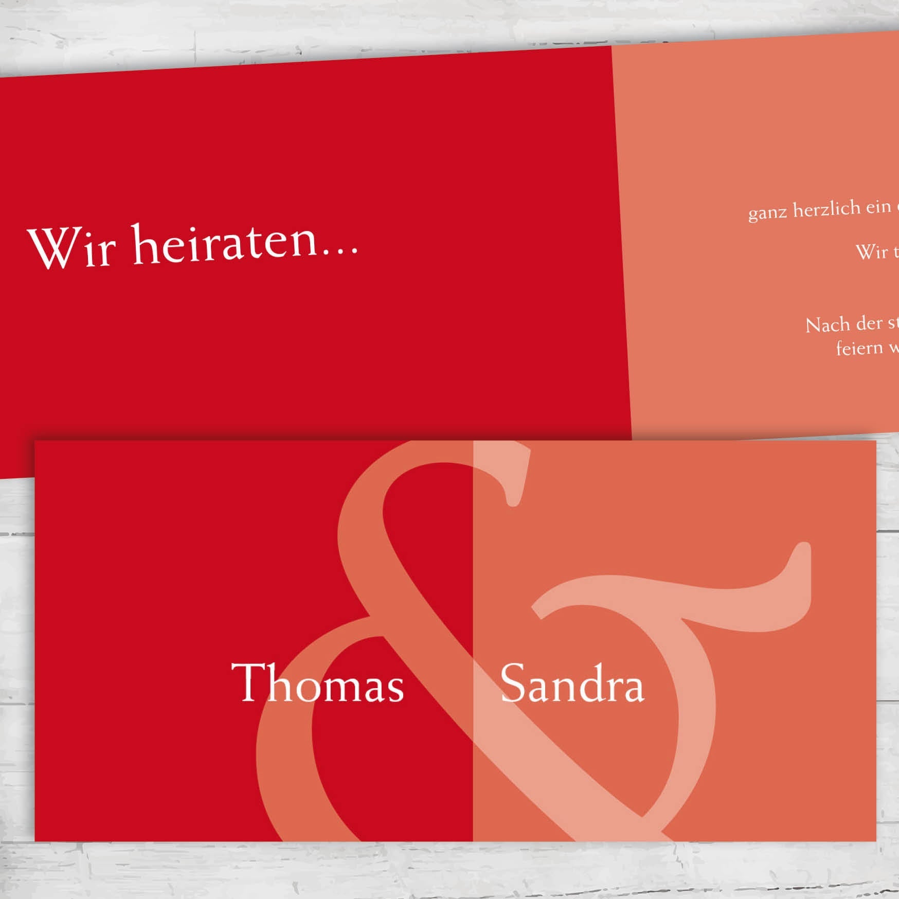 Einladungskarte zur Hochzeit: Namen in Rot Individuelle Einladung